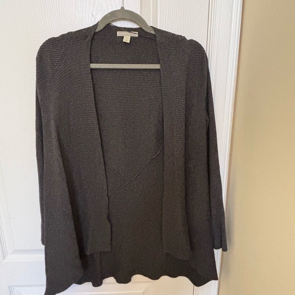 Dana Buchman Charcoal Gray Women's Ribbed Cardigan, Like New